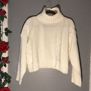 White turtleneck sweater